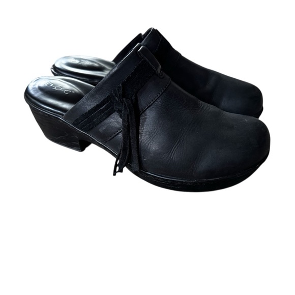 B.O.C. Fringe Clogs Black Size 10M Slip Mules On Open Back Chunky Heel Shoe - Picture 5 of 5